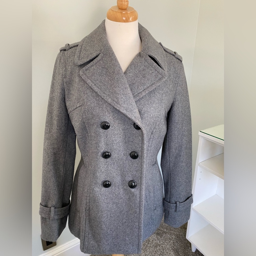 Express Gray Wool Pea Coat Jacket  Sz.M
